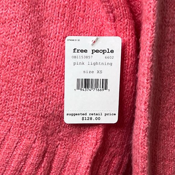 Free People Brookside Tunic Sweater XS NWT Pink Lightning Oversized Knit - Picture 5 of 12